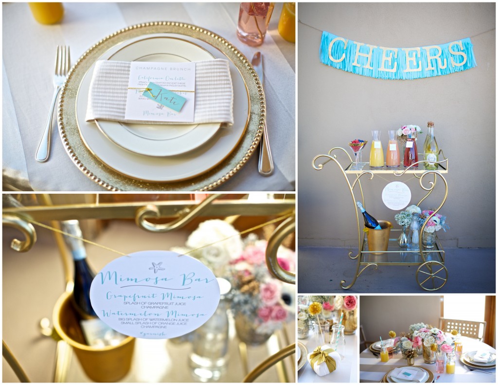 brunch in style with a fancy mimosa bar and cute paper details