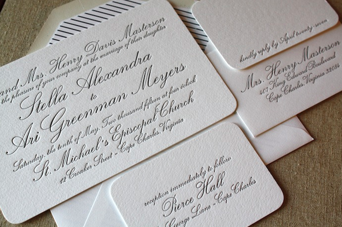Letterpress wedding invitations san diego