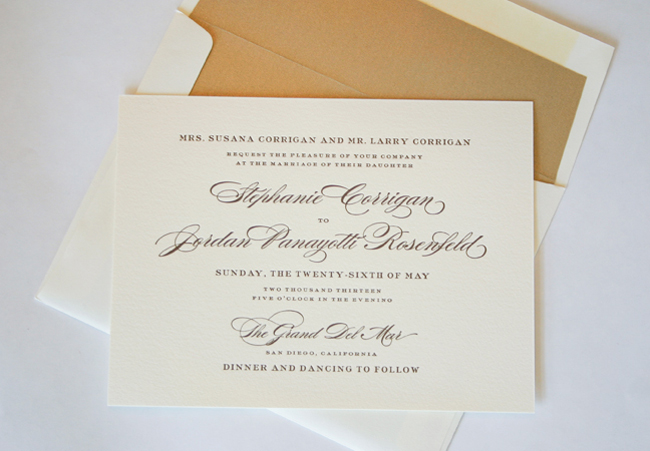 ivory paper and espresso ink pair perfectly with a gold metallic liner