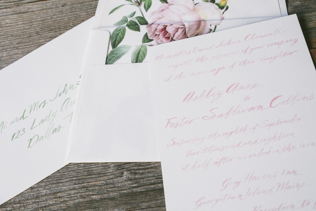 Brush Calligraphy pairs perfectly with a Romantic Envelope Liner