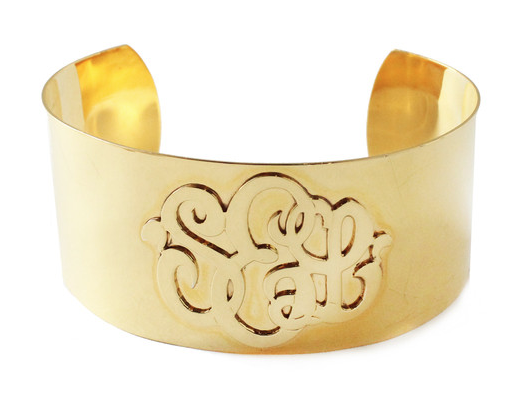 Castel Cuff Available in 22K Gold Overlay, Sterling Silver, Sterling Silver w/Gold Monogram, 14K Yellow Gold, 14K Rose Gold, 14K White Gold